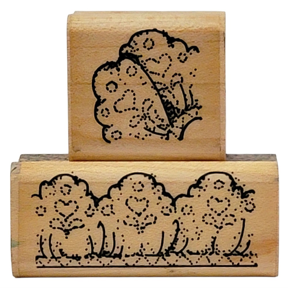 VTG 80s Stampendous Fun Stamps Lace Heart Border Rubber Stamps Set of‎ 2 A33 B19